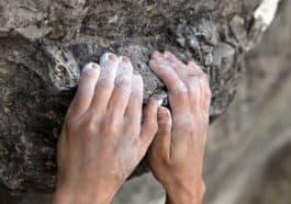 rock climbing with fake nails